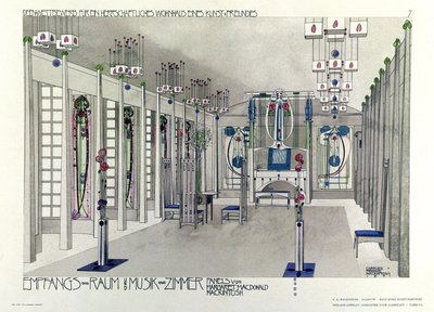 Design for a Music Room with panels by Margaret Macdonald Mackintosh by Charles Rennie Mackintosh
